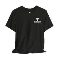 DailyThreadCo. black cotton fitness t-shirt featuring a white skull logo and Deadweight text on the chest.