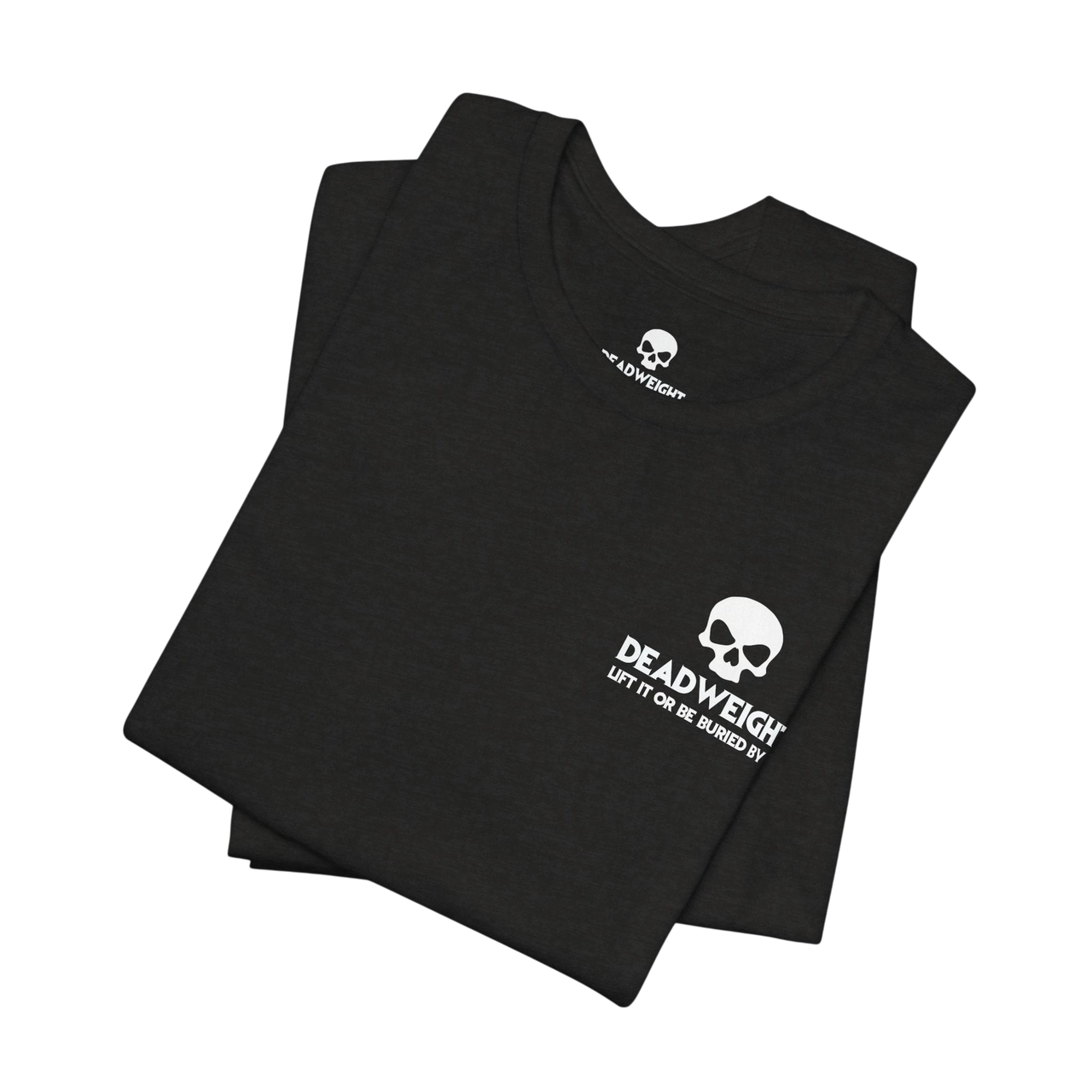 DailyThreadCo. black cotton fitness t-shirt with a white skull logo and motivational text on the chest.