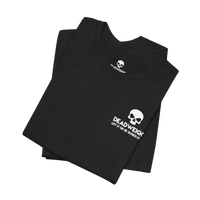 DailyThreadCo. black cotton fitness t-shirt with a white skull logo and motivational text on the chest.