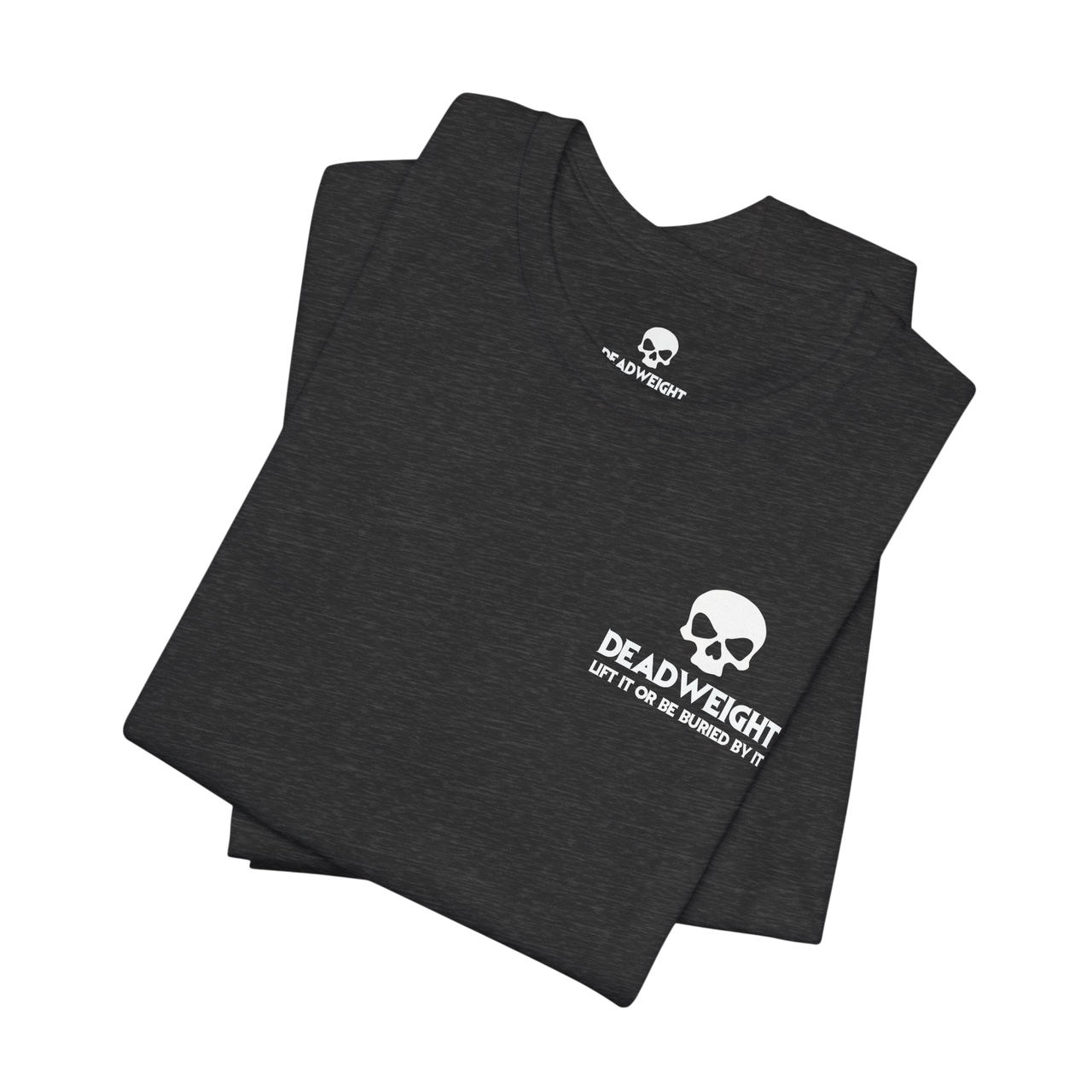 DailyThreadCo. black cotton t-shirt with a white skull logo and text graphic on the chest.
