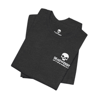 DailyThreadCo. black cotton t-shirt with a white skull logo and text graphic on the chest.