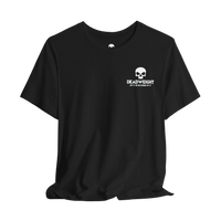 DailyThreadCo. black cotton gym t-shirt with a white skull chest emblem and minimalist retail fit.