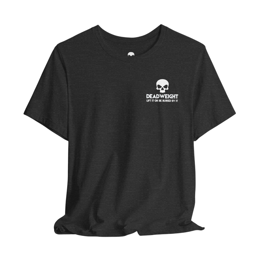 DailyThreadCo. black cotton crew neck t-shirt featuring a small white skull logo graphic on the chest.