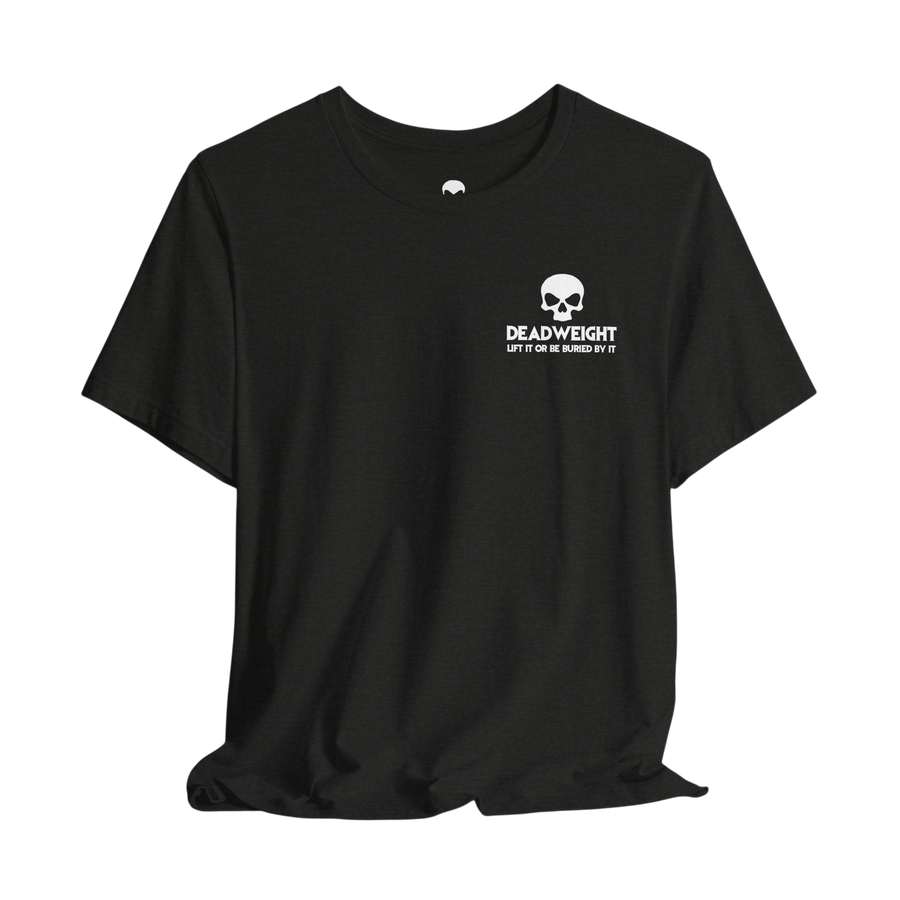 DailyThreadCo. black cotton crew neck t-shirt featuring a small white skull logo graphic on the chest.