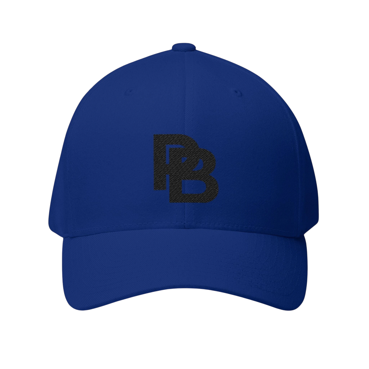 DailyThreadCo. blue structured baseball cap with black embroidered Plate Bangers logo and curved visor.