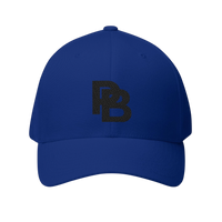 DailyThreadCo. blue structured baseball cap with black embroidered Plate Bangers logo and curved visor.