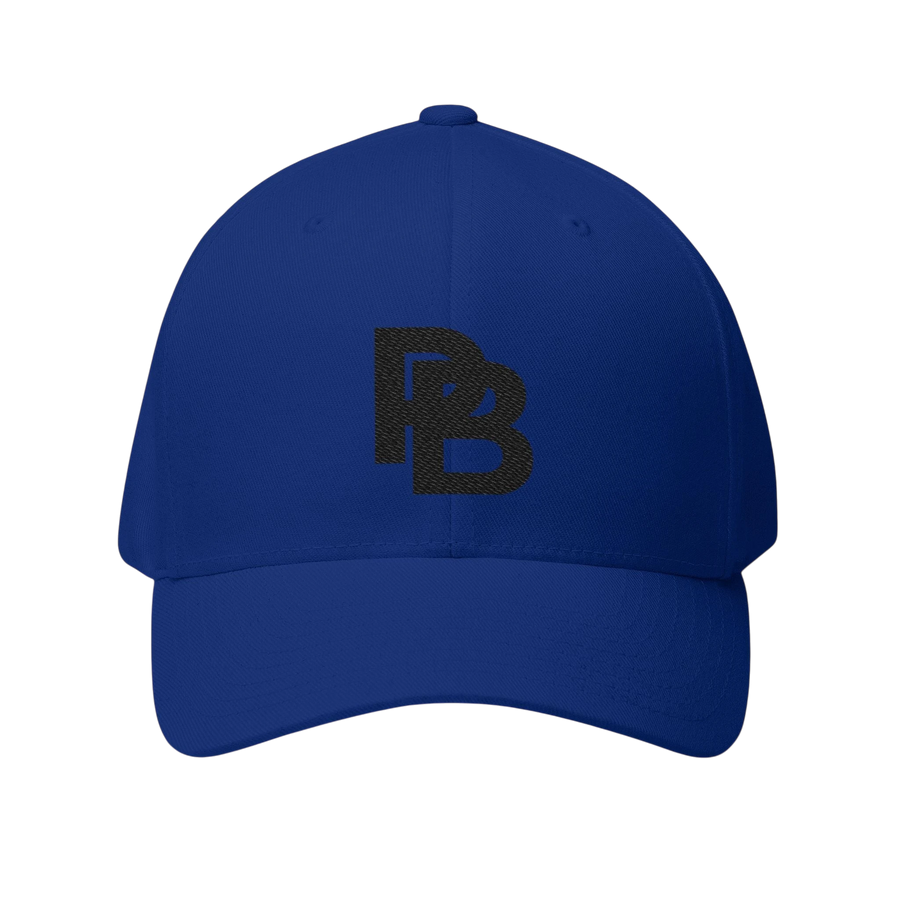 DailyThreadCo. blue structured baseball cap with black embroidered Plate Bangers logo and curved visor.