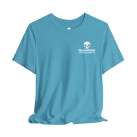 DailyThreadCo. blue cotton fitness t-shirt with a white skull logo and Deadweight text on the chest.