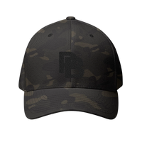 DailyThreadCo. structured camo baseball cap with embroidered Plate Bangers logo, curved visor, and closed-back design.