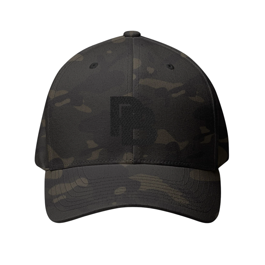 DailyThreadCo. structured camo baseball cap with embroidered Plate Bangers logo, curved visor, and closed-back design.