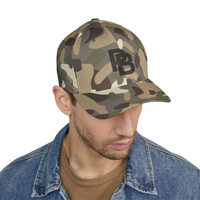 DailyThreadCo. structured camo baseball cap with black Plate Bangers logo embroidery and silver undervisor