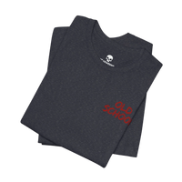 DailyThreadCo. charcoal grey lightweight cotton crew neck t-shirt with small red Old School chest graphic