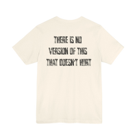 DailyThreadCo. cream crew-neck cotton t-shirt featuring weathered black text on the back.
