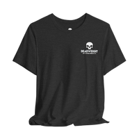 DailyThreadCo. dark grey cotton t-shirt featuring a white skull chest logo and motivational graphic