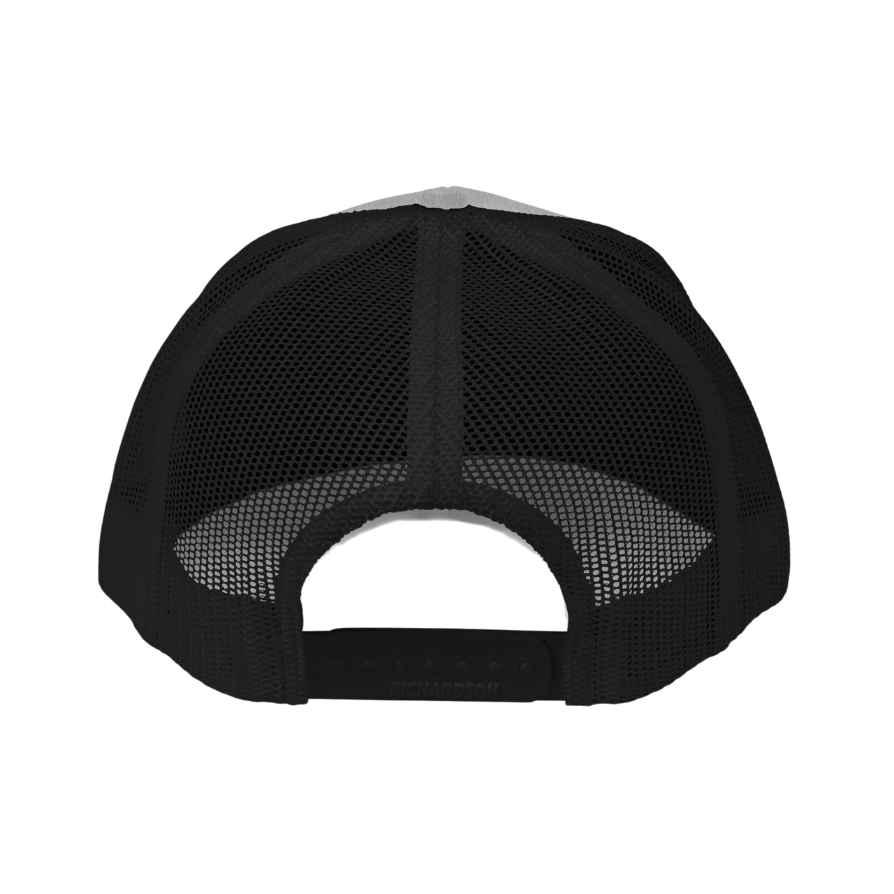 DailyThreadCo. Deadweight trucker cap back view showing black mesh panels and adjustable plastic snap closure.