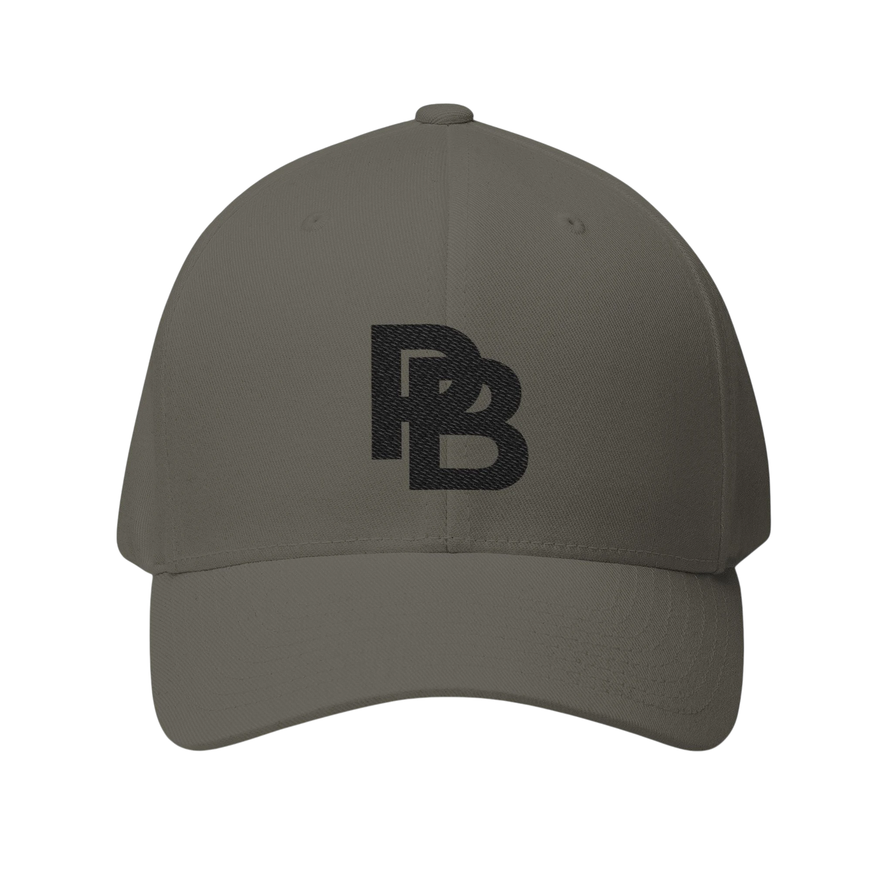 DailyThreadCo. structured grey baseball cap with black embroidered Plate Bangers logo and curved visor.