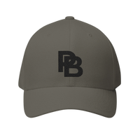 DailyThreadCo. structured grey baseball cap with black embroidered Plate Bangers logo and curved visor.
