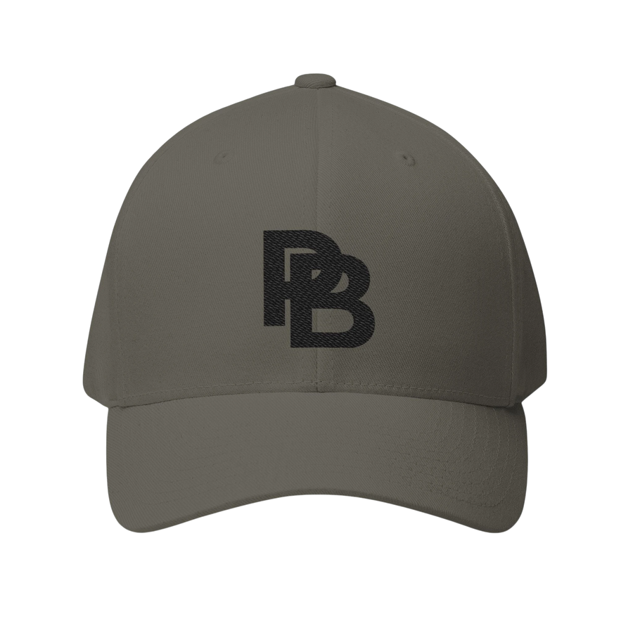 DailyThreadCo. structured grey baseball cap with black embroidered Plate Bangers logo and curved visor.