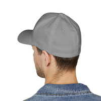 DailyThreadCo. grey structured six-panel cap worn by a man, showing the clean back view of the fitted hat.