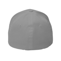 DailyThreadCo. structured six-panel FlexFit cap in solid grey twill fabric with embroidered eyelets.