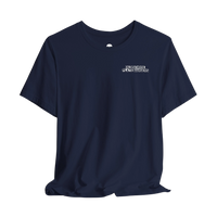 DailyThreadCo. navy blue crew-neck cotton t-shirt with Old School Plate Bangers graphic on the chest.