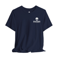 DailyThreadCo. navy blue cotton gym t-shirt featuring a white skull logo and Deadweight mantra on the chest.