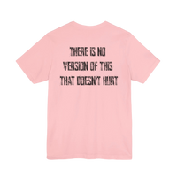DailyThreadCo. light pink crew-neck cotton t-shirt featuring distressed black text on the back.
