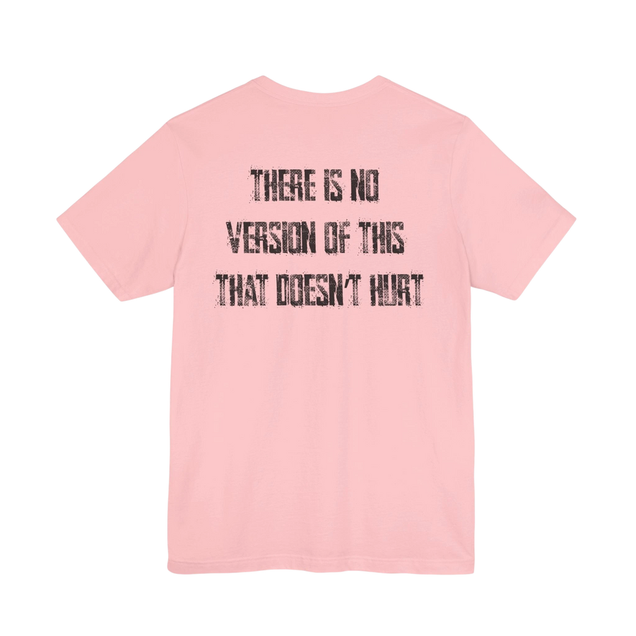 DailyThreadCo. light pink crew-neck cotton t-shirt featuring distressed black text on the back.
