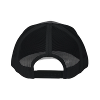 DailyThreadCo. trucker cap back view featuring black breathable mesh panels and an adjustable plastic snap closure.