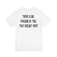 DailyThreadCo. white crew-neck t-shirt featuring distressed black text on the back.
